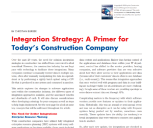 Screenshot of an article entitled Integration Strategy: A Primer for Today's Construction Company.