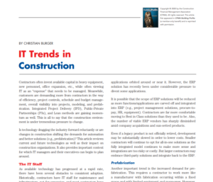 Screenshot of an article entitled IT Trends in Construction.