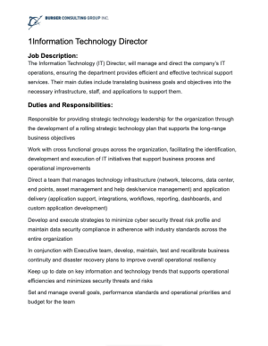 Screenshot of the Information Technology Director job description, duties and responsibilities.